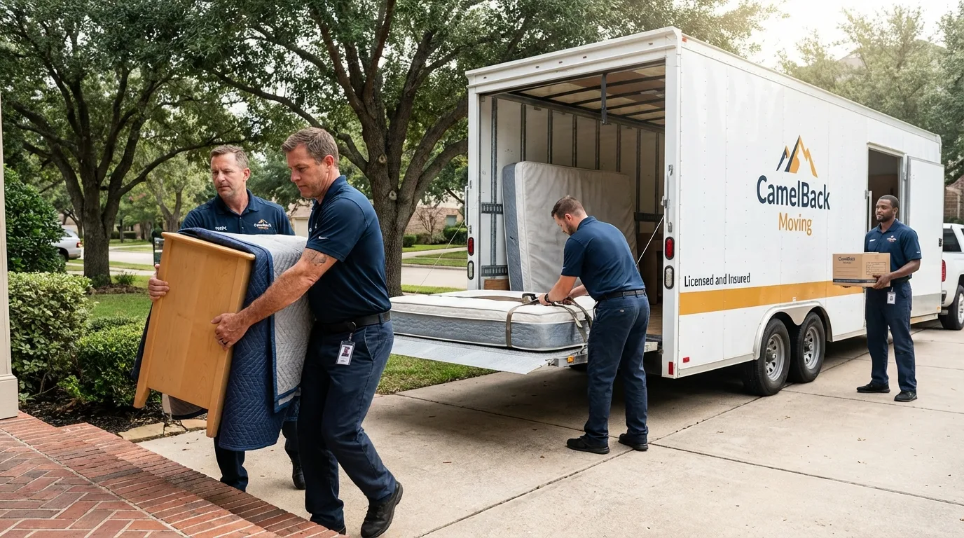 Crew loading residential truck for cross-state move from Fitzgerald, GA
