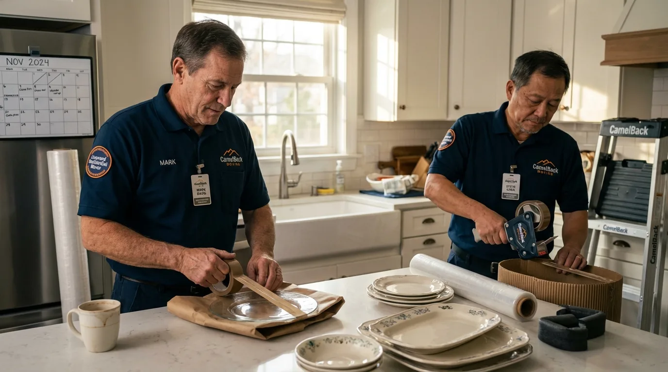 Professional crew packing kitchen dishware in Fitzgerald, GA